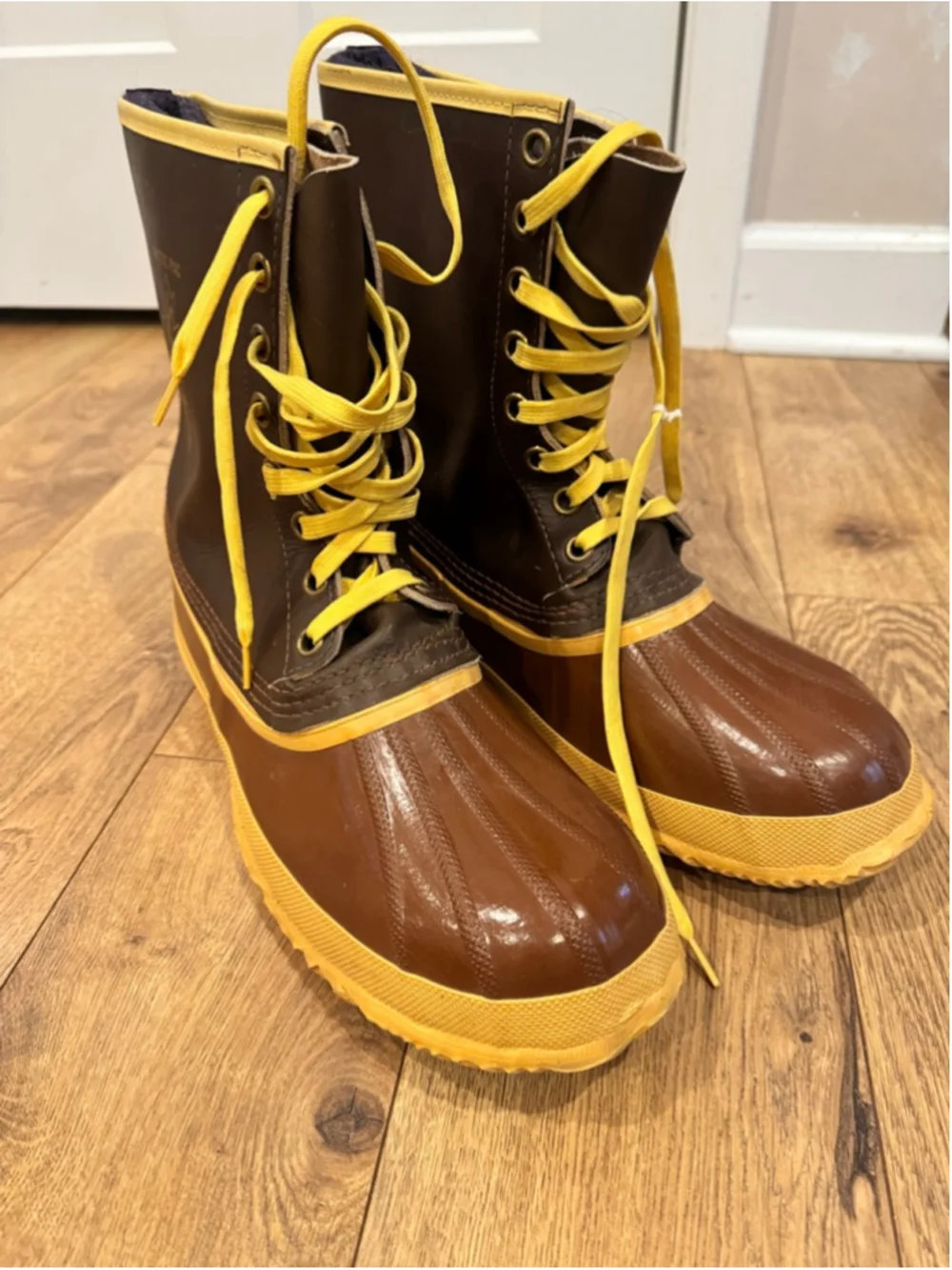 Men's Vintage Sorel Arctic Pac Winter Boots Size 14 Brown Yellow